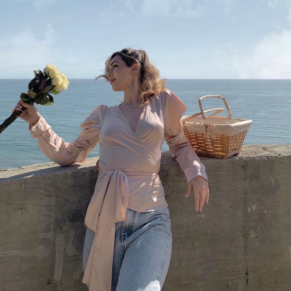 Beautiful champagne pink satin top